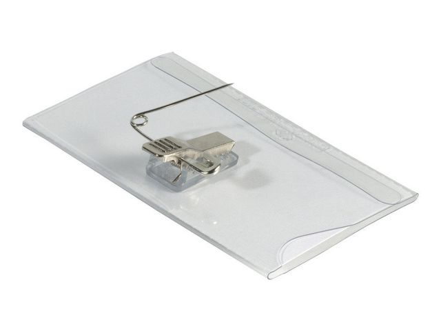 Houder Naamkaartje, Combiklem, 54 × 90 mm, Kunststof, transparant