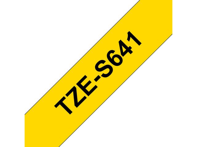 TZe-S641 Tape, Extra Kleefkracht, 18 mm x 8 m, Zwart op Geel
