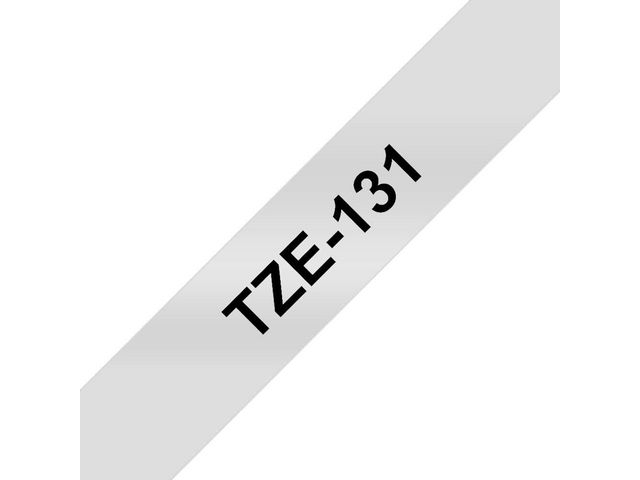 TZe131 Labeltape, 12 mm x 8 m, Zwart op Transparant
