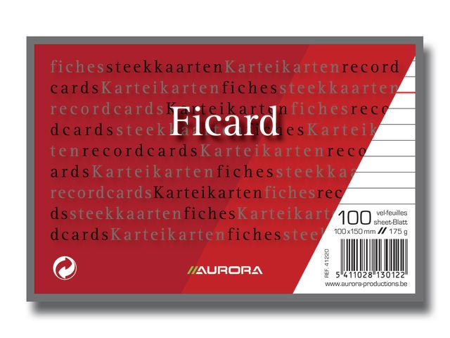 Systeemkaart 100 x 150 mm gelijnd 6 mm met rode koplijn 175 g/m²