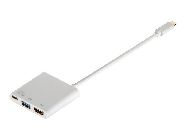Adapter, 3-in-1 USB-C Multiport, USB-C, HDMI en USB 3.1, Wit