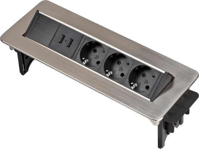 brennenstuhl® Stekkerdoos, 3-voudig met 2 USB, Zilver, | Staples
