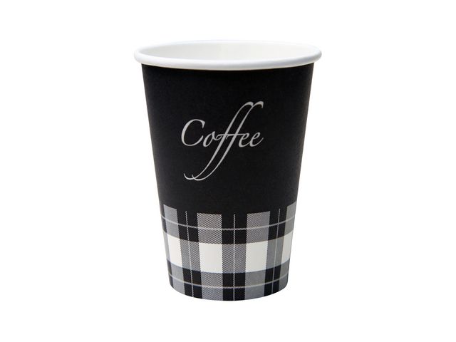 Premium Coffee Drinkbeker, Karton, 180 ml, Zwart met Wit