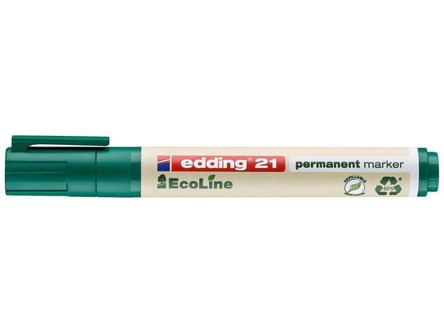 21 EcoLine Permanente Marker, Ronde Punt, 1,5 - 3 mm, Groen