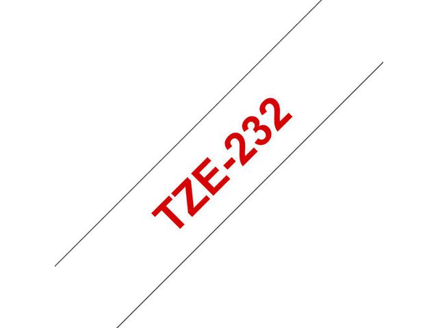 TZe232 Labeltape, 12 mm x 8 m, Rood op Wit