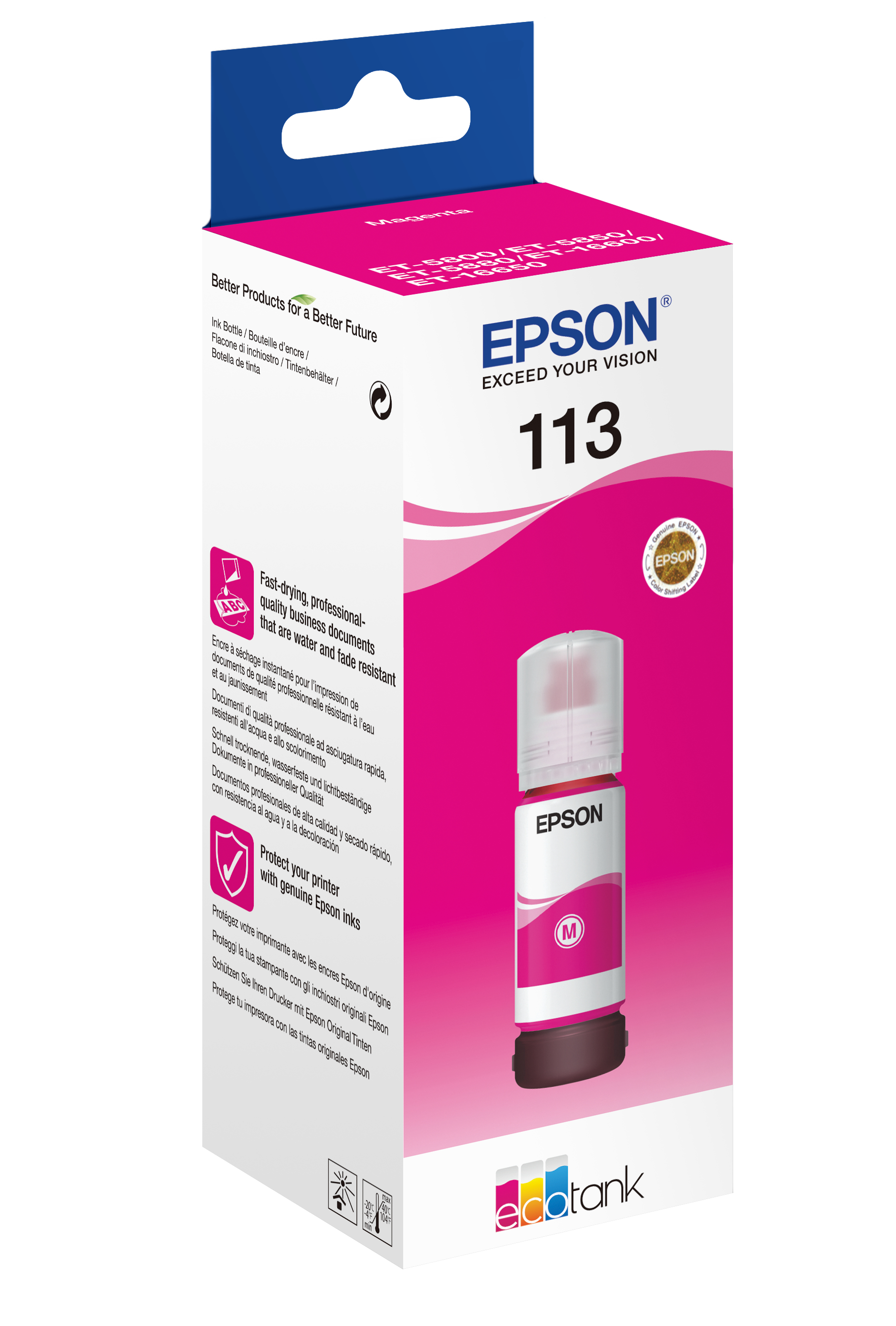 EPSON 113 EcoTank Pigment Magenta Inkt bottle