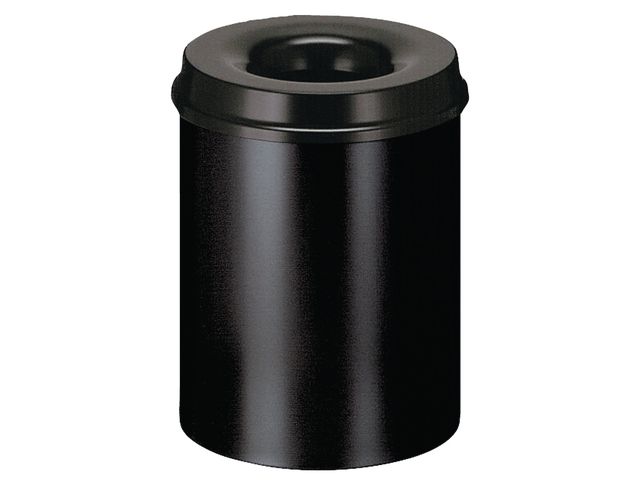 Ronde papierbak met vlamdovende deksel 30 Liter, diameter 33,5 x 47 cm, zwart