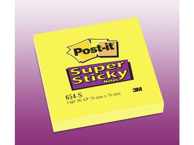 Super Sticky Notes, 76 x 76 mm, Neon geel