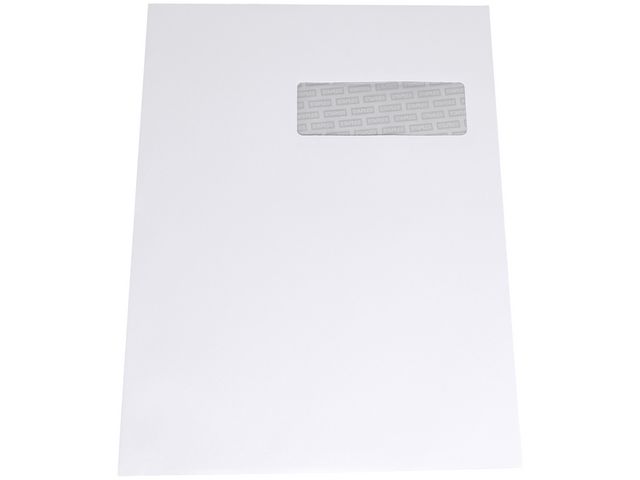 Zakelijke envelop, internationaal C4, 229 x 324 mm, met venster, zelfklevend, papier, wit