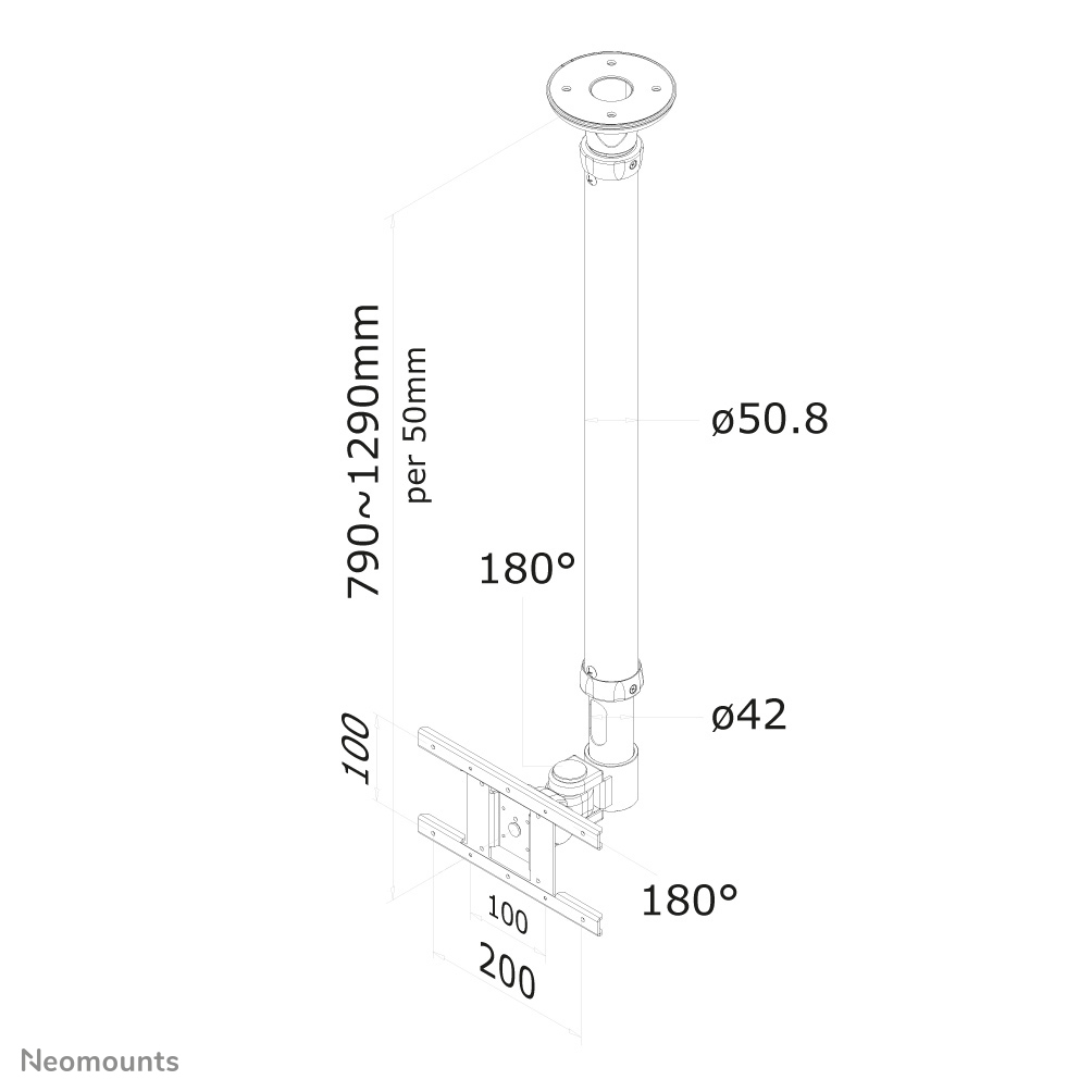 NEOMOUNTS BY NEWSTAR FPMA-C100 10-30inch Flat Screen Ceiling Mount Height: 79-129 cm