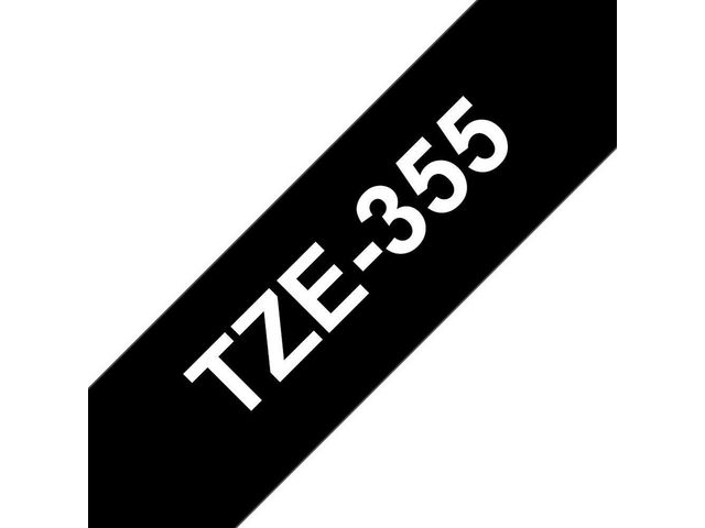 TZe-355 Tape, 24 mm x 8 m, Wit op Zwart