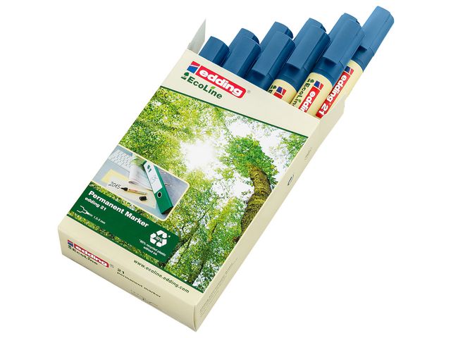 21 EcoLine Permanente Marker, Ronde Punt, 1,5 - 3 mm, Blauw