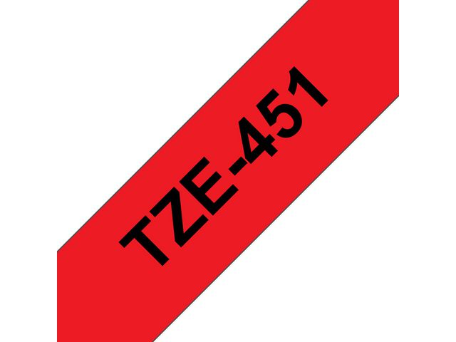 TZe451 Labeltape, 24 mm x 8 m, Zwart op Rood