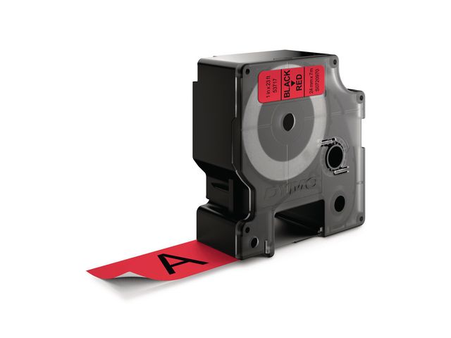 D1 labeltape 24 mm Zwart op rood