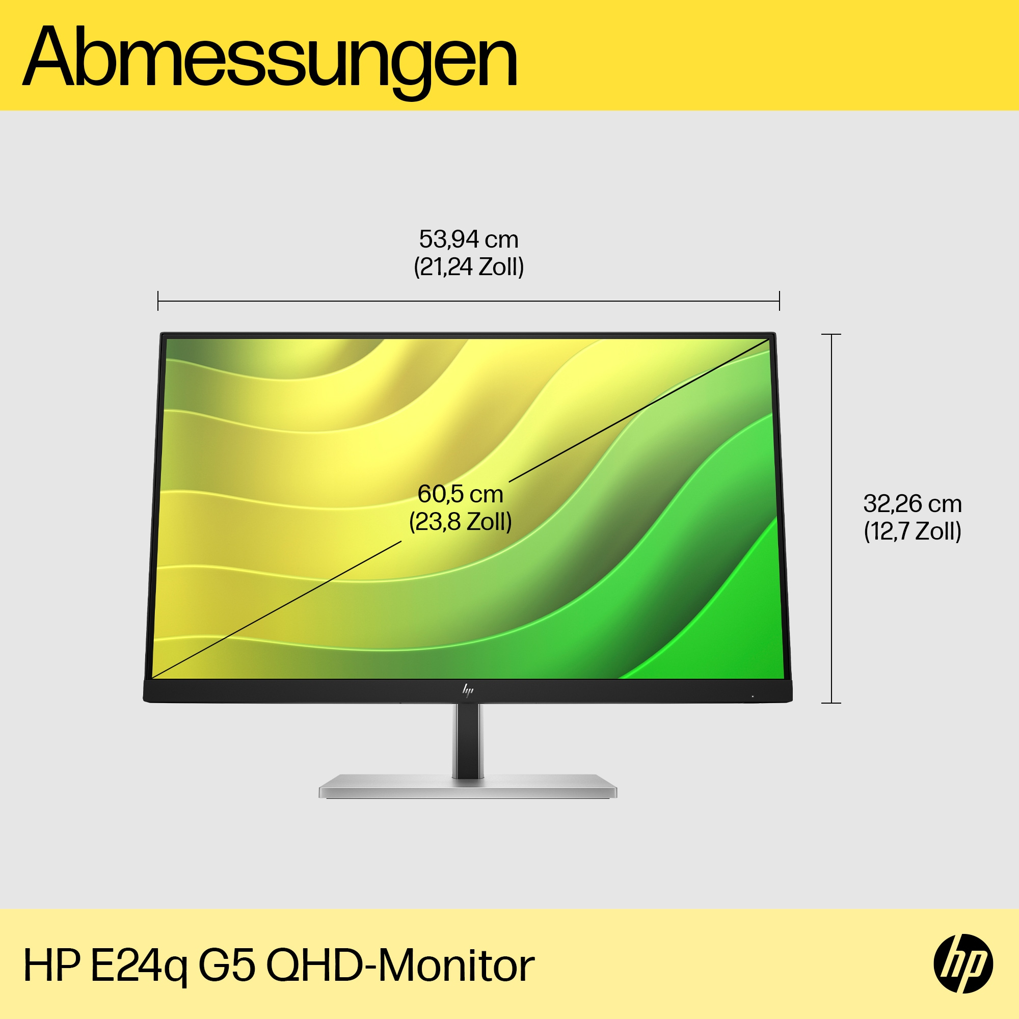 HP E24q G5 23.8inch QHD Monitor 1920x1080 16:9 HDMI DP 3y