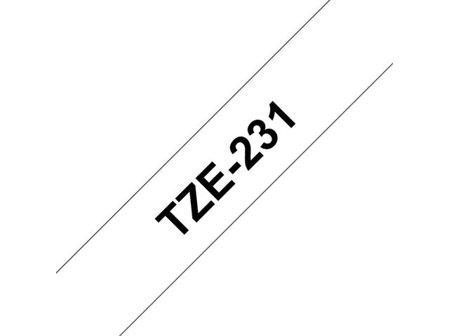 TZe231 Labeltape, 12 mm x 8 m, Zwart op Wit
